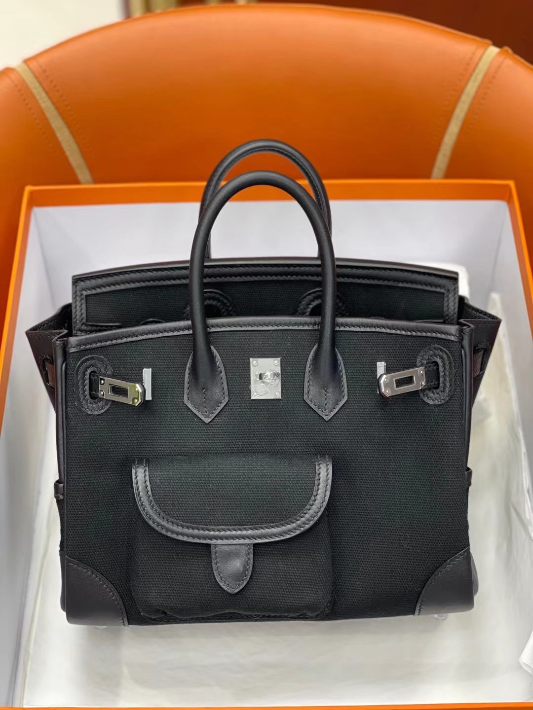 에르메스 버킨백25 카고 블랙 은장